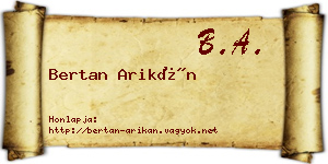 Bertan Arikán névjegykártya